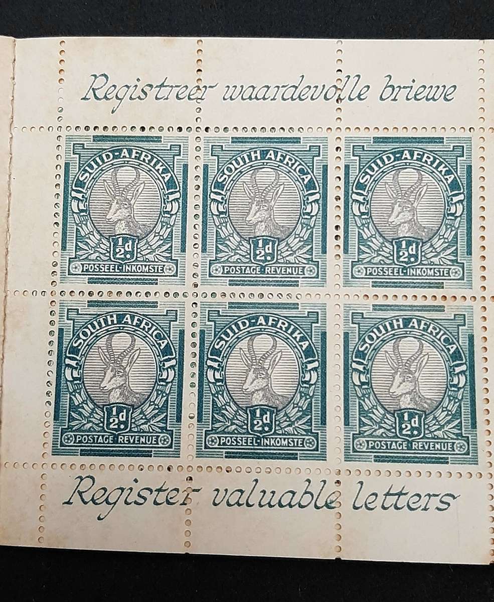 1930-1940 Union of South Africa: Stamp Booklet 36 x Revenue Stamps (UNUSED).