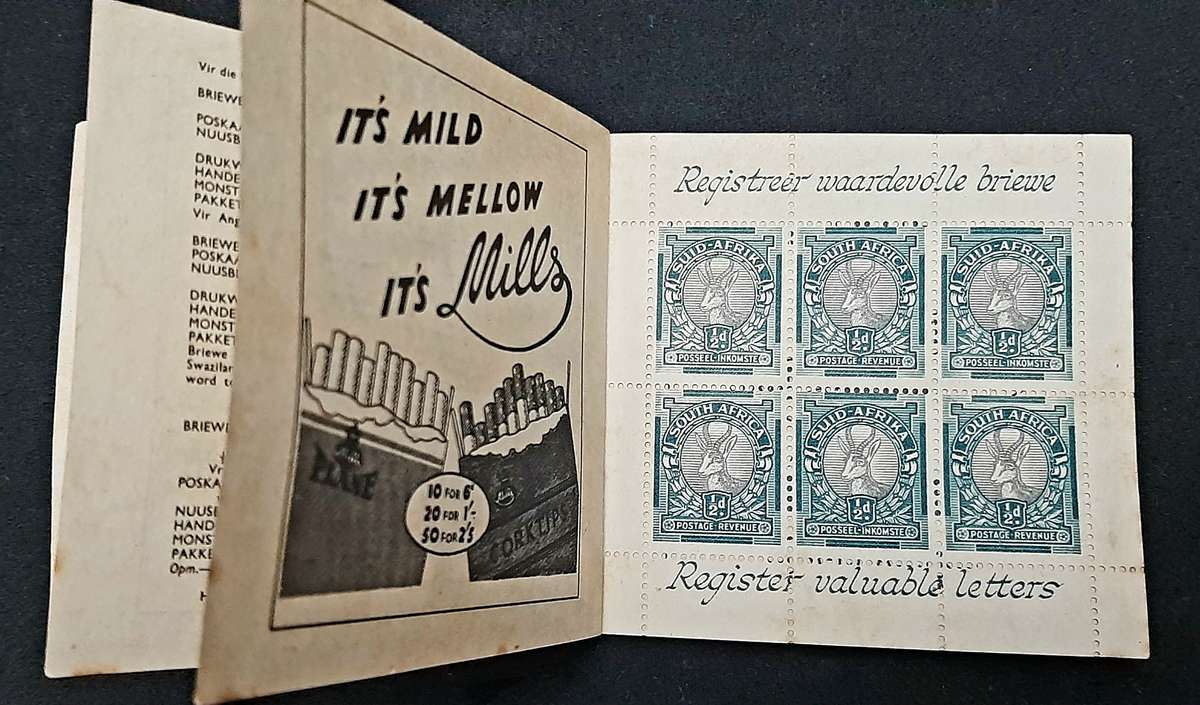 1930-1940 Union of South Africa: Stamp Booklet 36 x Revenue Stamps (UNUSED).