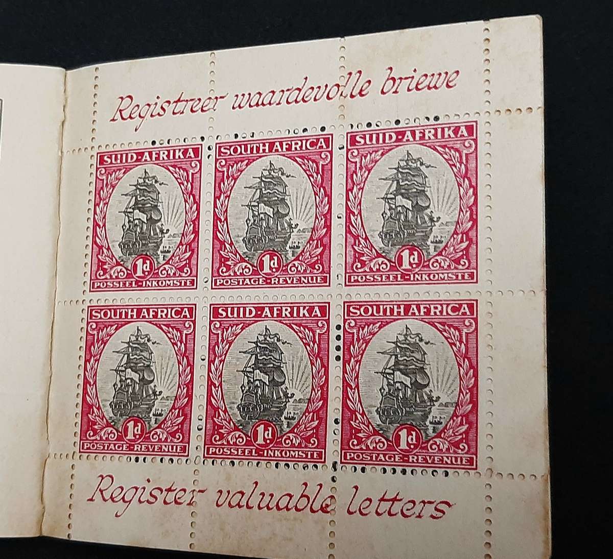 1930-1940 Union of South Africa: Stamp Booklet 36 x Revenue Stamps (UNUSED).