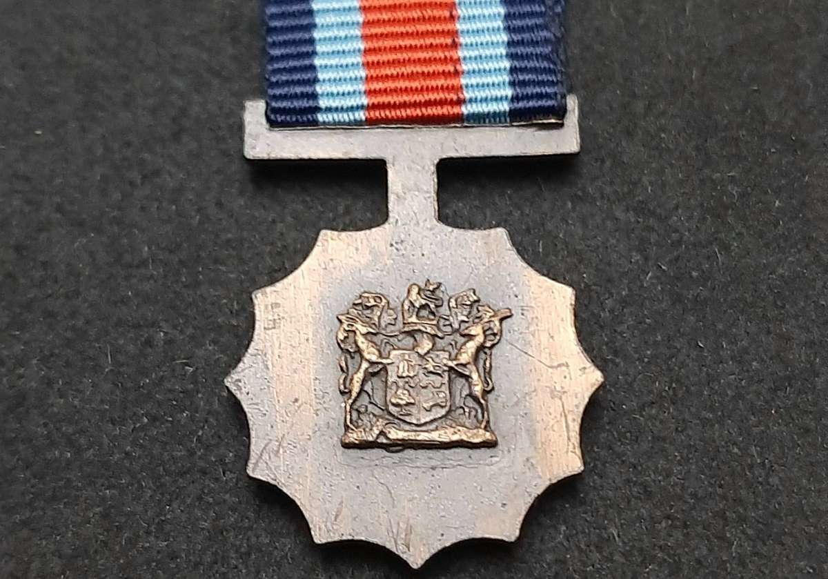 Border War 1970s SADF: Miniature Military Merit Medal w/ Ribbon