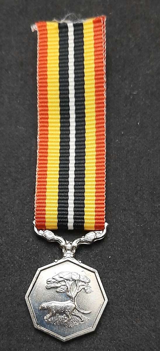 BID PER ITEM 1980s SADF: Miniature Southern Africa Service Medal w/ Ribbon