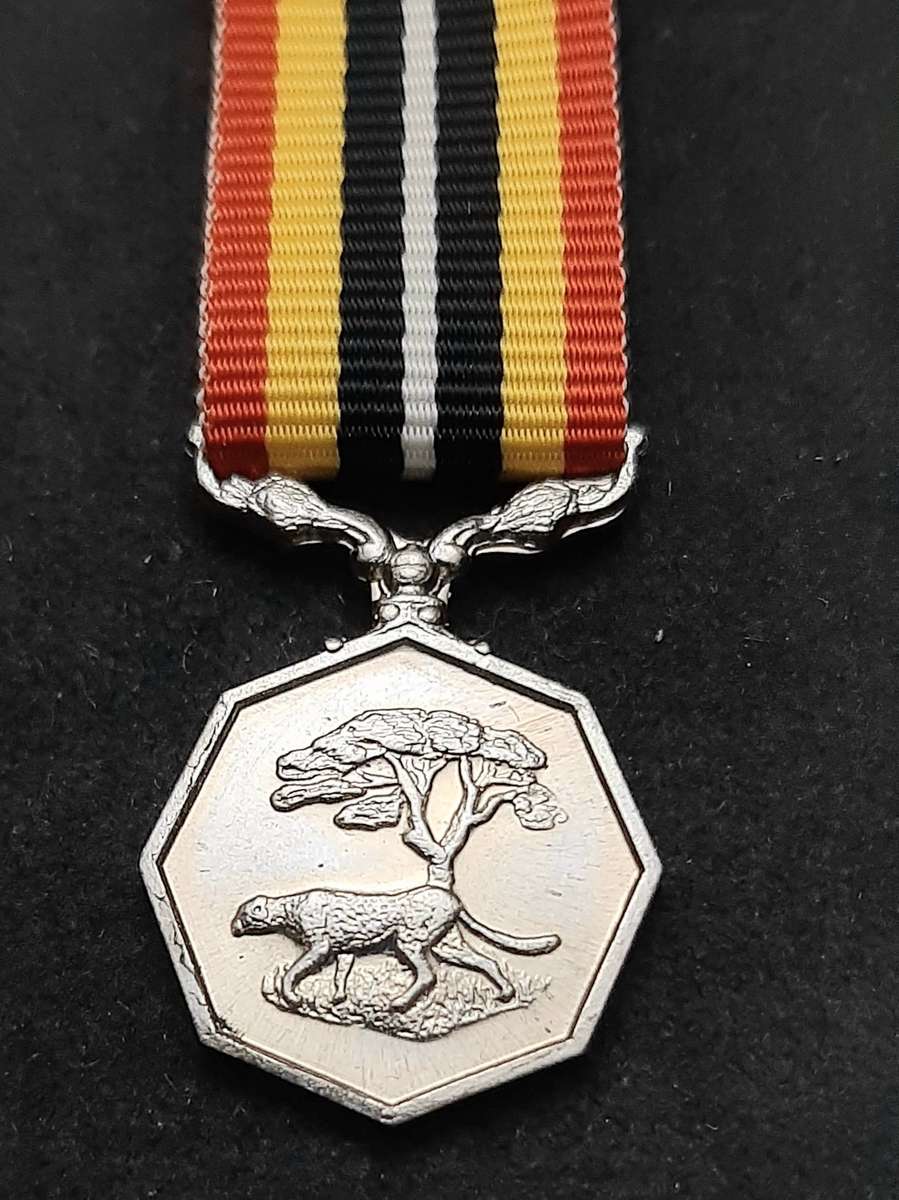 BID PER ITEM 1980s SADF: Miniature Southern Africa Service Medal w/ Ribbon