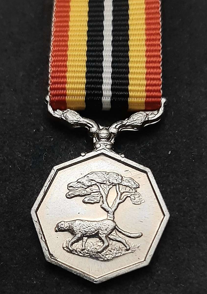 BID PER ITEM 1980s SADF: Miniature Southern Africa Service Medal w/ Ribbon