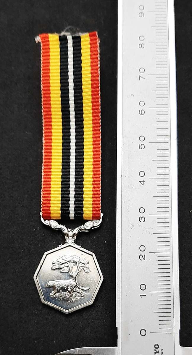 BID PER ITEM 1980s SADF: Miniature Southern Africa Service Medal w/ Ribbon