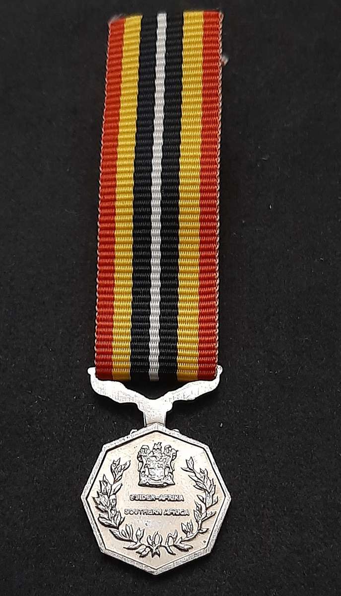BID PER ITEM 1980s SADF: Miniature Southern Africa Service Medal w/ Ribbon