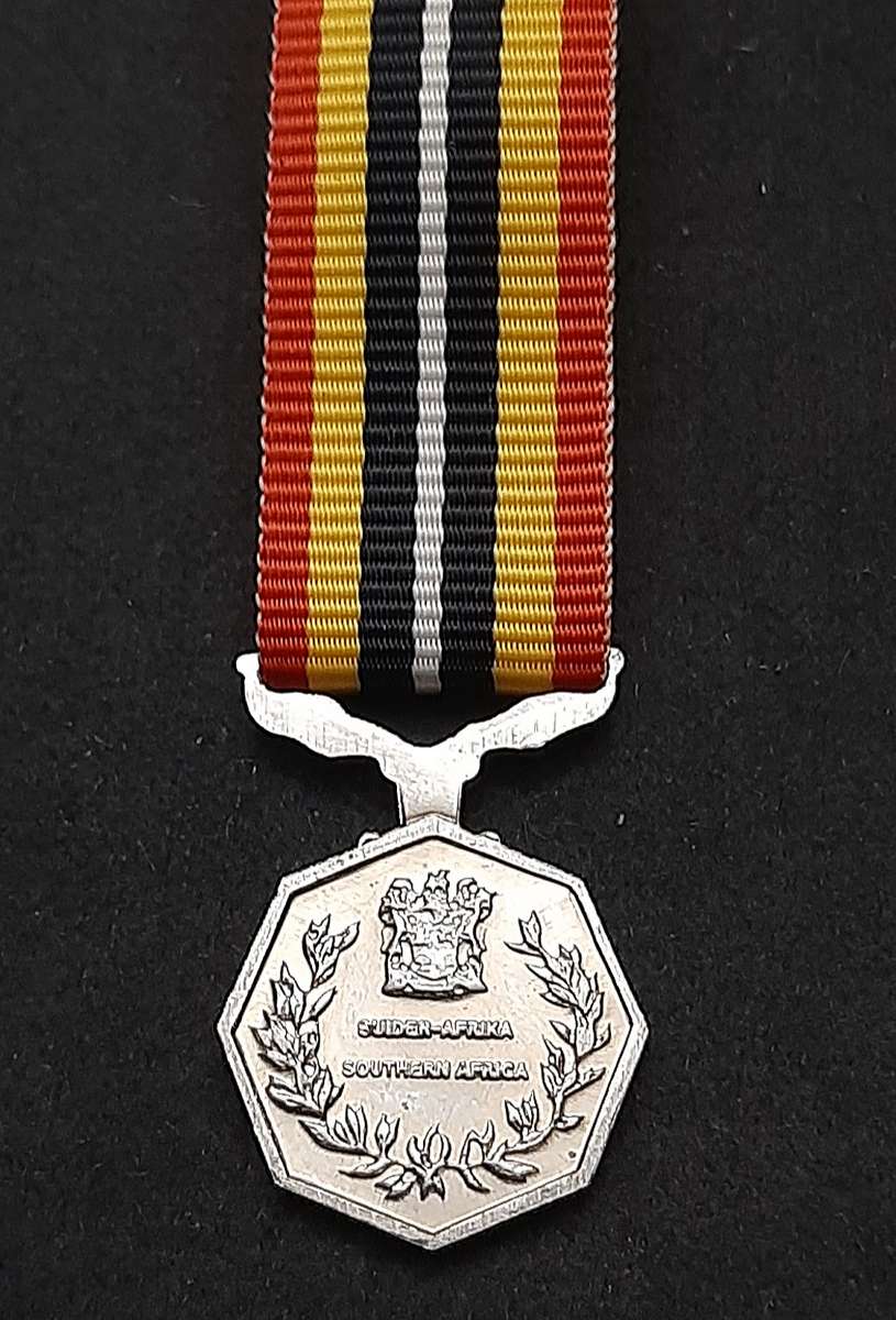 BID PER ITEM 1980s SADF: Miniature Southern Africa Service Medal w/ Ribbon