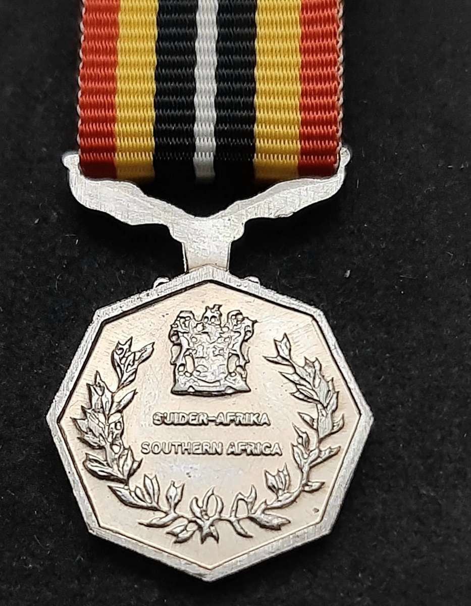 BID PER ITEM 1980s SADF: Miniature Southern Africa Service Medal w/ Ribbon