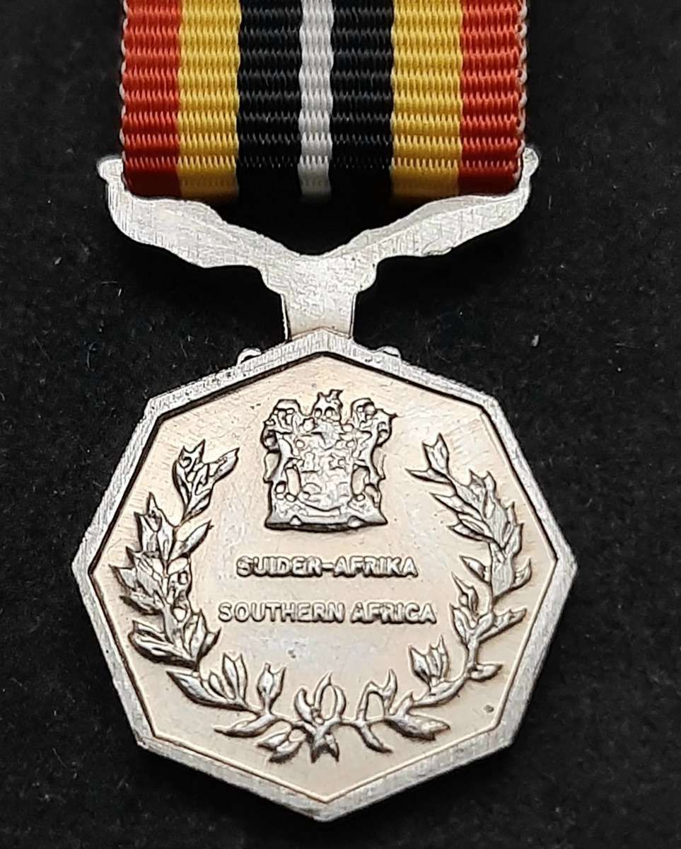 BID PER ITEM 1980s SADF: Miniature Southern Africa Service Medal w/ Ribbon