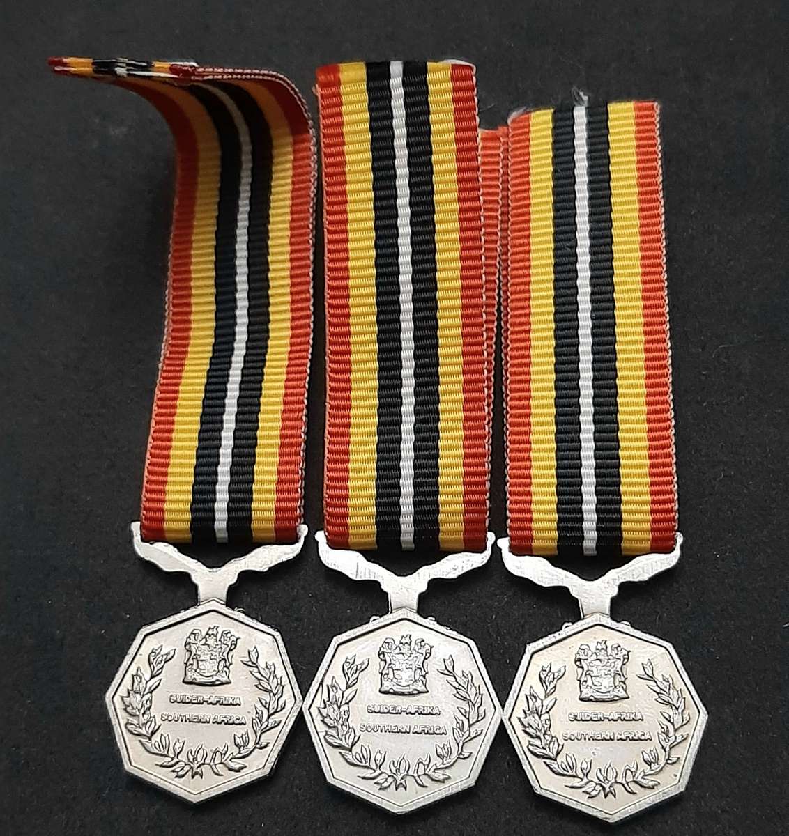 BID PER ITEM 1980s SADF: Miniature Southern Africa Service Medal w/ Ribbon