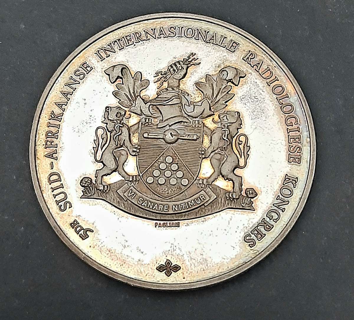 RARE: (XF+)  1982 SA 5th Intl. Radiological Congress .925 Silver Medallion w/ Case (29.18 gram).