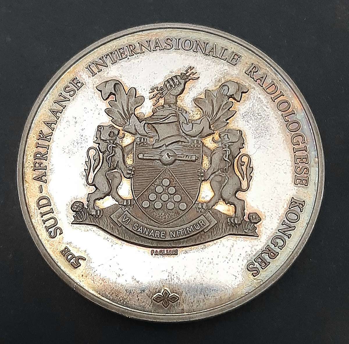 RARE: (XF+)  1982 SA 5th Intl. Radiological Congress .925 Silver Medallion w/ Case (29.18 gram).