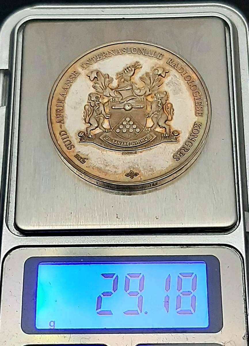 RARE: (XF+)  1982 SA 5th Intl. Radiological Congress .925 Silver Medallion w/ Case (29.18 gram).