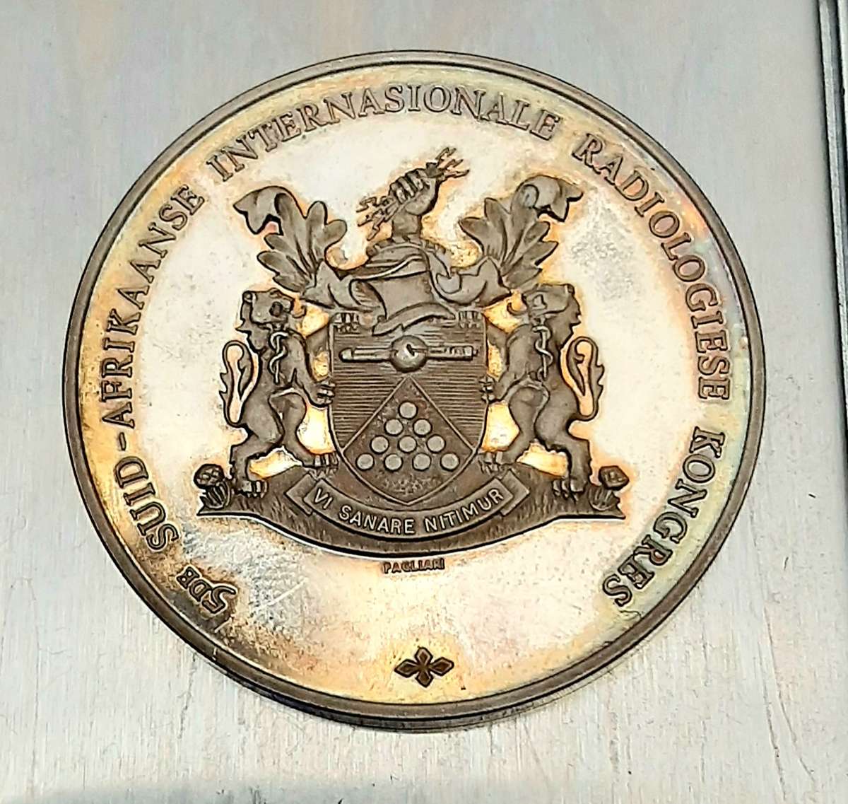 RARE: (XF+)  1982 SA 5th Intl. Radiological Congress .925 Silver Medallion w/ Case (29.18 gram).