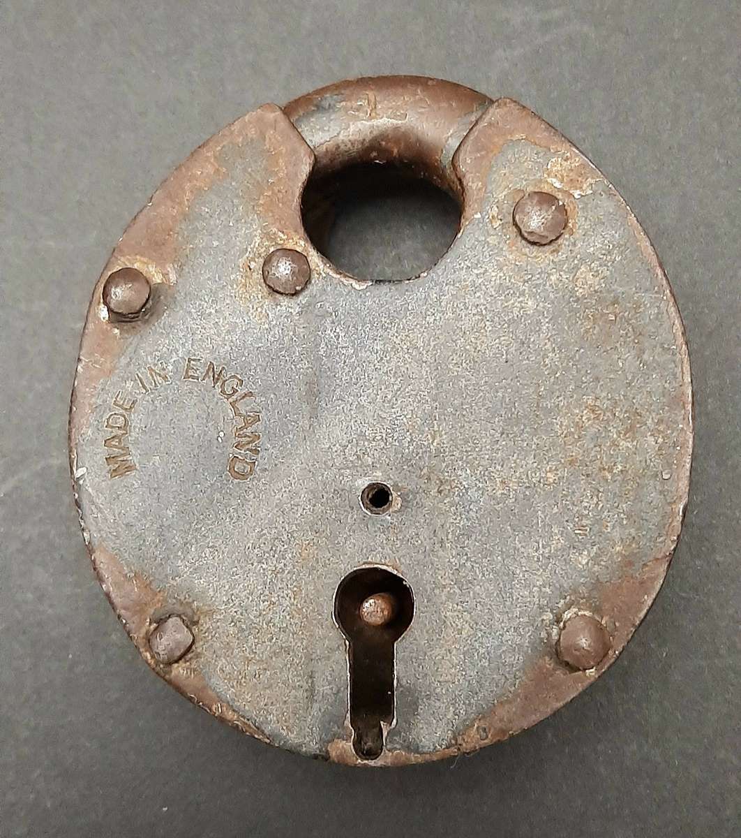 Late 19th Century: English Wrought Iron Padlock w/ Key  (Functional).