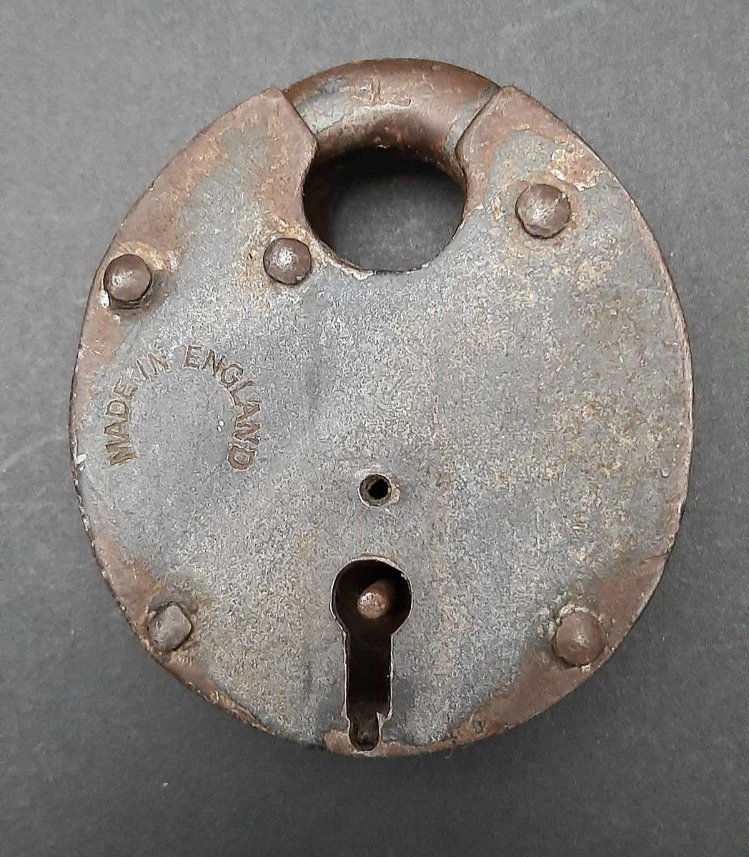 Late 19th Century: English Wrought Iron Padlock w/ Key  (Functional).