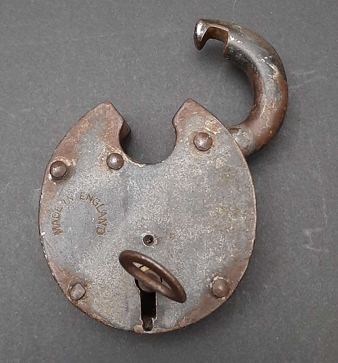 Late 19th Century: English Wrought Iron Padlock w/ Key  (Functional).