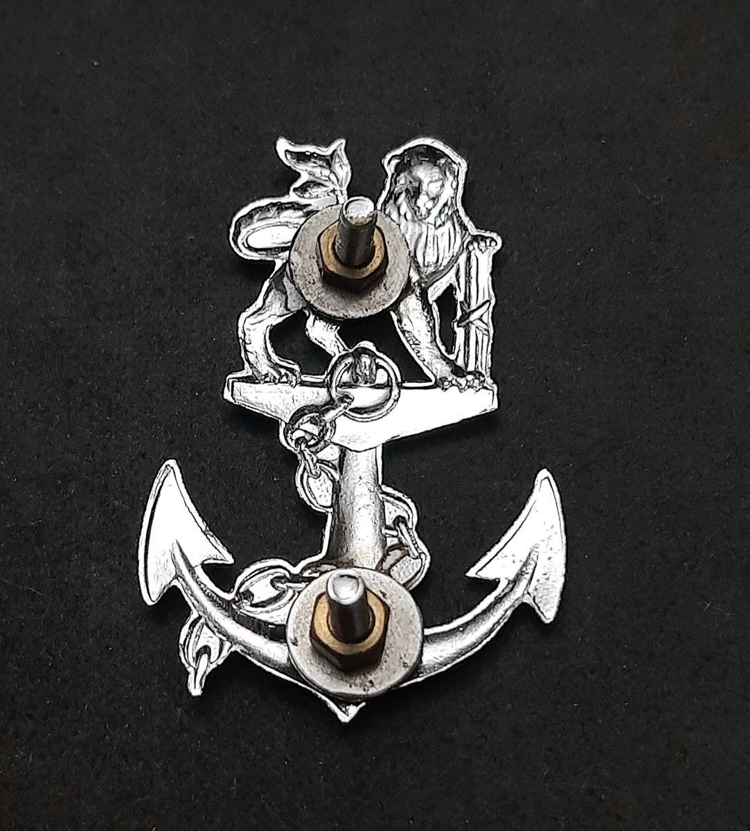 Border War: 1980s SA Navy Cadets Chromed Beret Badge ( All Screws).