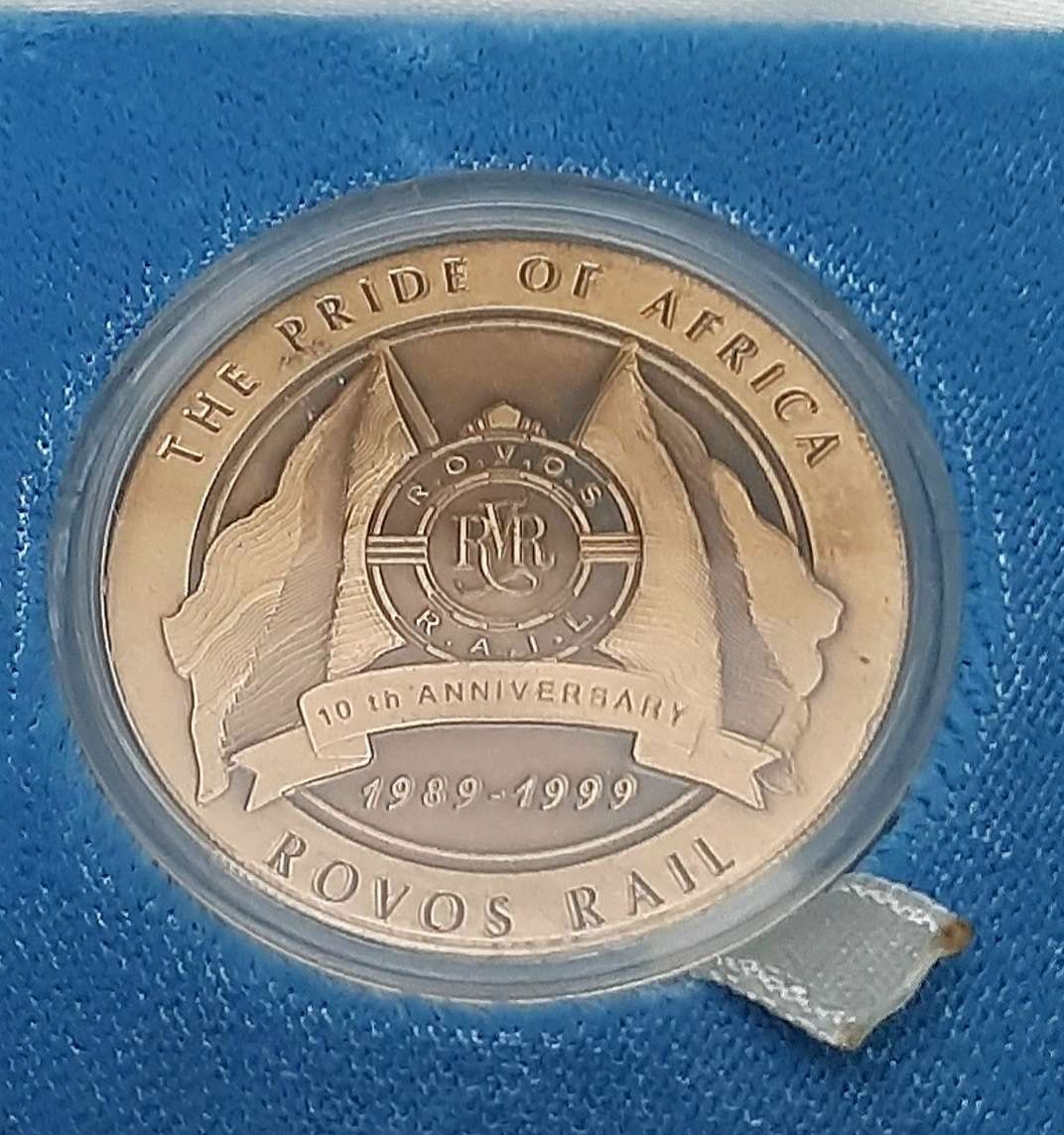 RARE: 1999 SA Rovos Rail 10 Year Anniversary Bronze Medallion Cased w/ Certification.