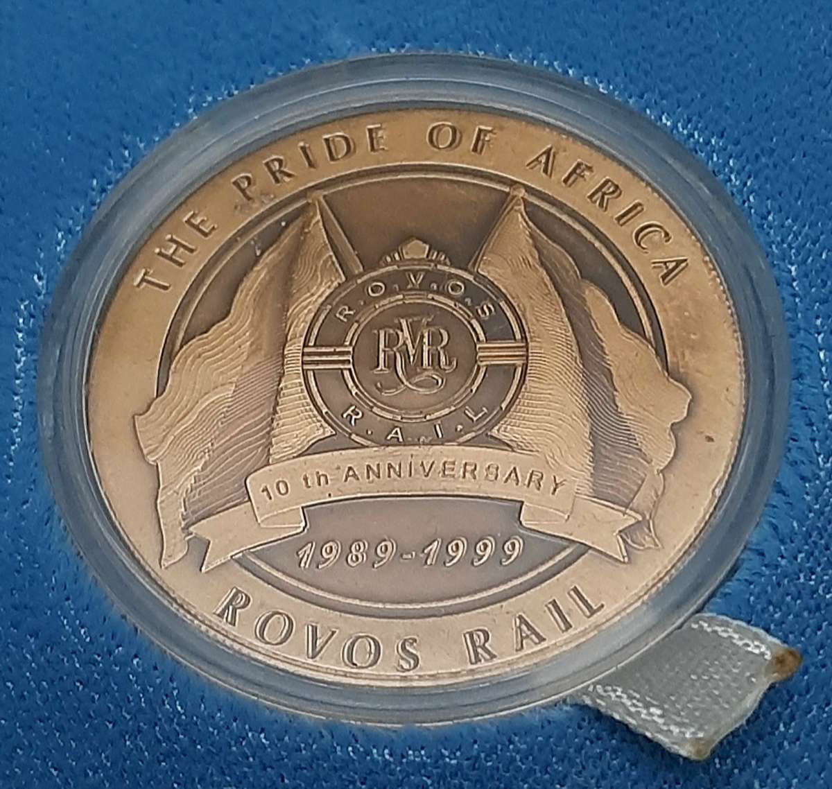 RARE: 1999 SA Rovos Rail 10 Year Anniversary Bronze Medallion Cased w/ Certification.