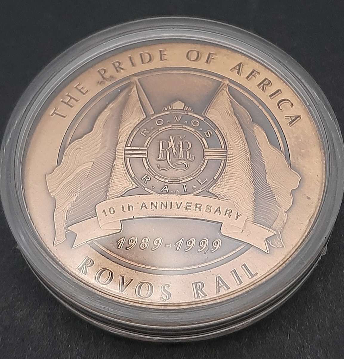 RARE: 1999 SA Rovos Rail 10 Year Anniversary Bronze Medallion Cased w/ Certification.