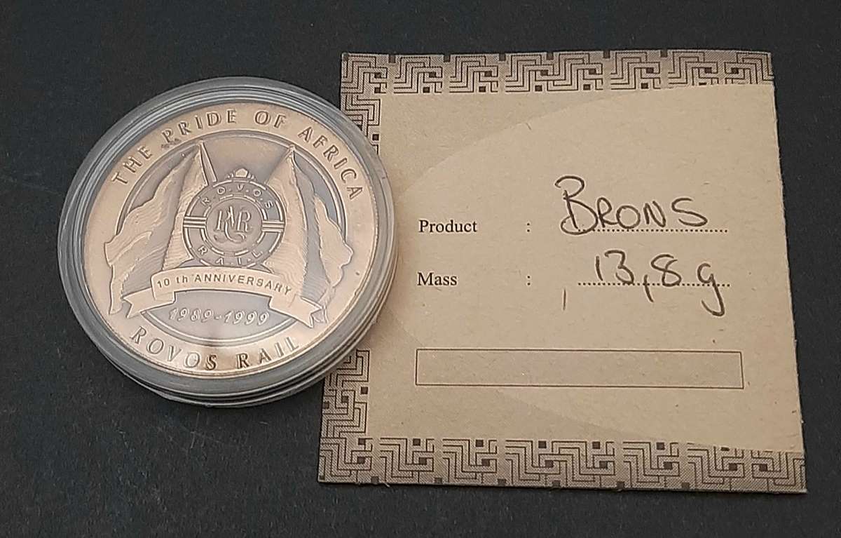 RARE: 1999 SA Rovos Rail 10 Year Anniversary Bronze Medallion Cased w/ Certification.