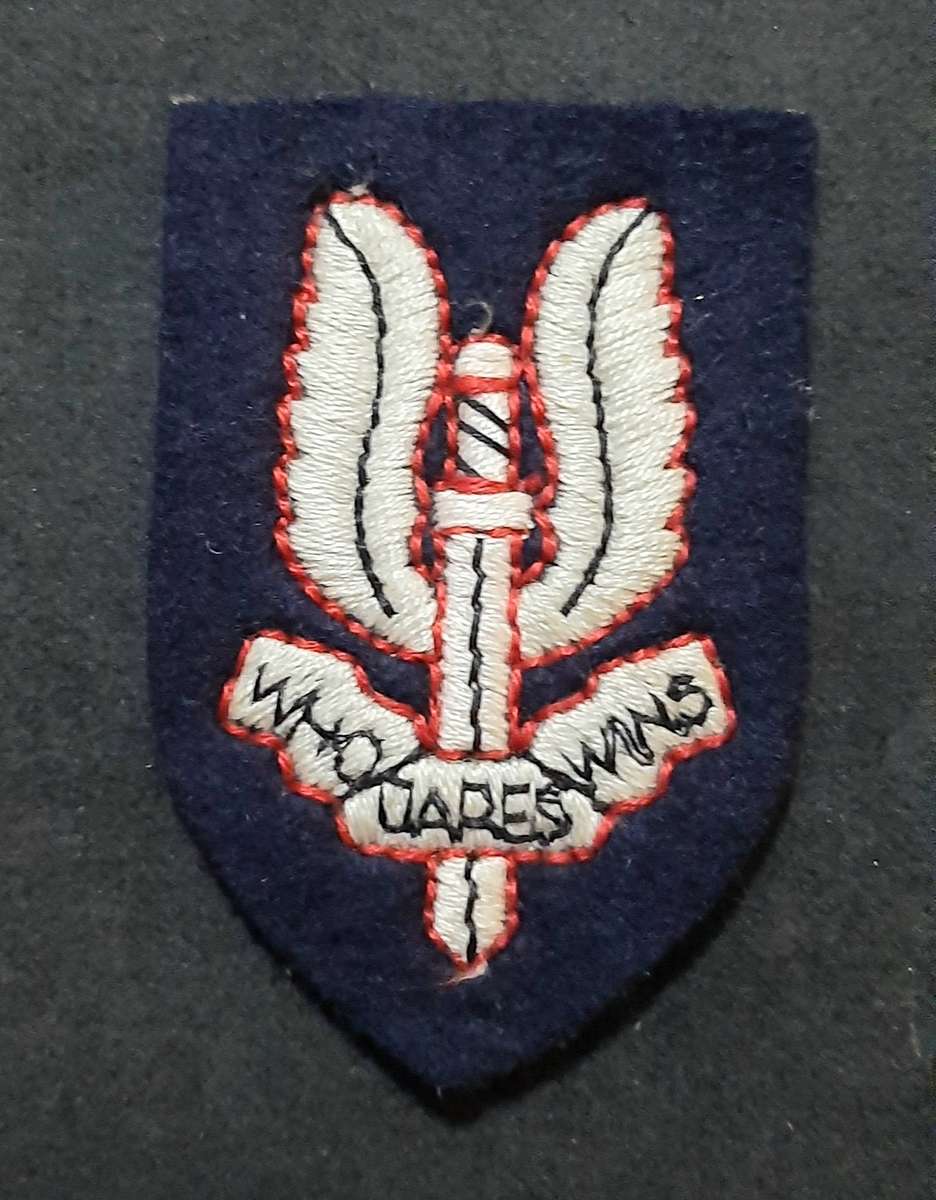 RARE: 1980s/1990s British S.A.S Embroidered Unit Beret Badge.