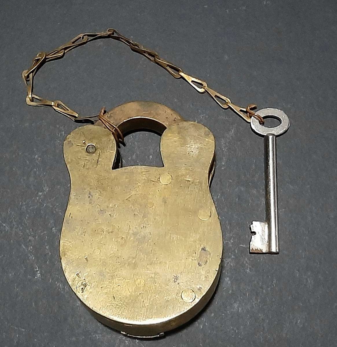 RARE: Boer War - Cape Gov. Railways Brass 5-Lever Padlock w/ Key & Lanyard (V&R. Birm.)