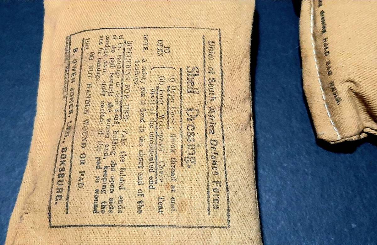 BID PER ITEM - UNISSUED: WW2 Union Defence Force Large Sealed Shell Dressing.