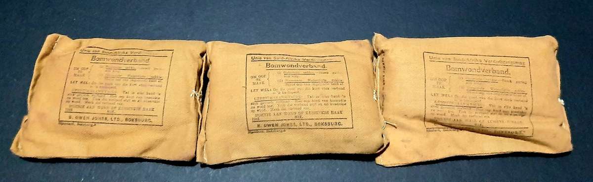 BID PER ITEM - UNISSUED: WW2 Union Defence Force Large Sealed Shell Dressing.