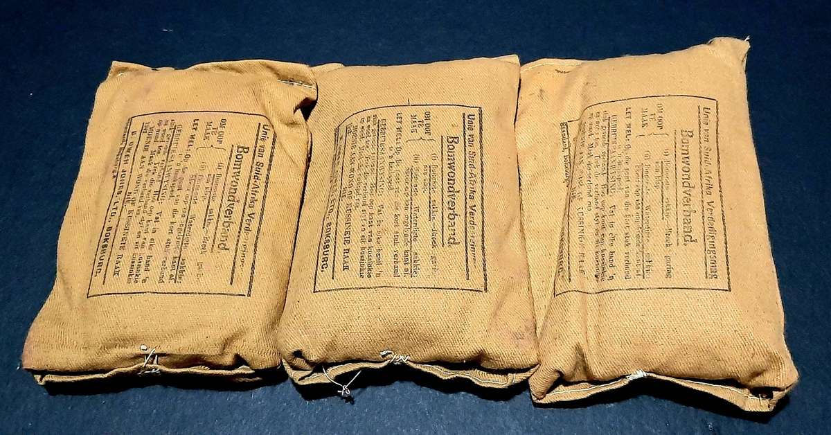 BID PER ITEM - UNISSUED: WW2 Union Defence Force Large Sealed Shell Dressing.