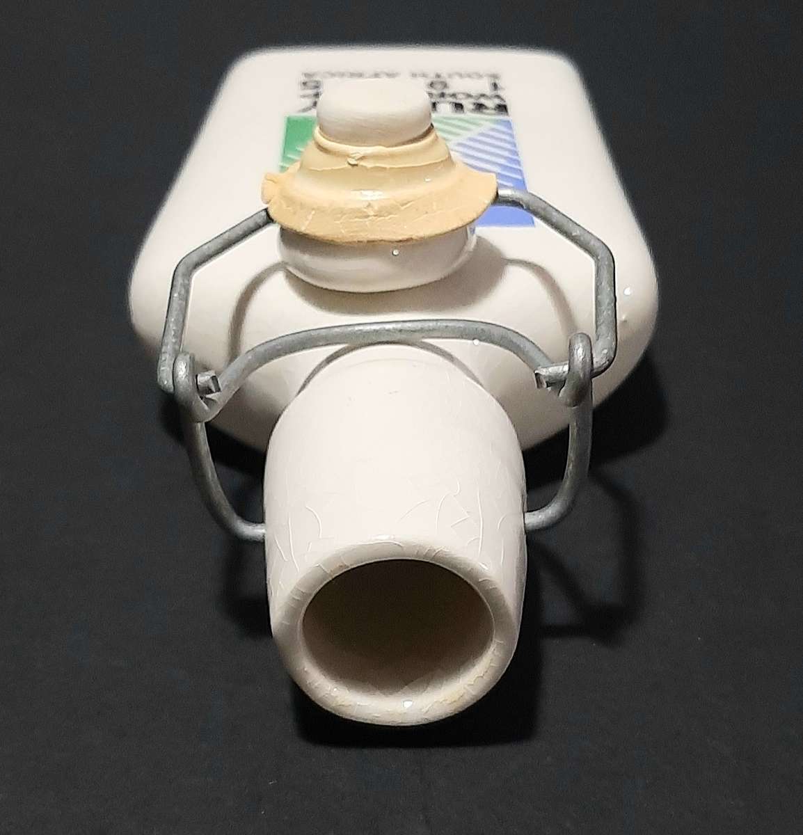 RARE: South Africa 1995 Rugby World Cup 'Ruggles' Ceramic Brandy Decanter w/ Stopper (18cm).