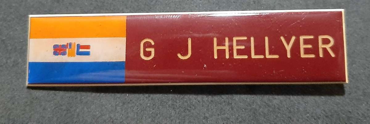 RARE: 1980s Border War- SA Medical Service Lucite Name Badge w/ Pin.
