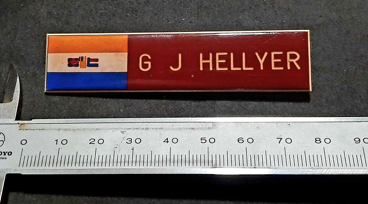 RARE: 1980s Border War- SA Medical Service Lucite Name Badge w/ Pin.