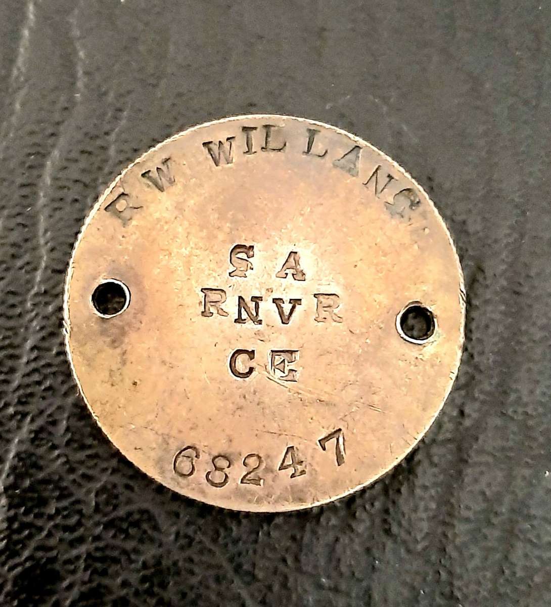 RARE: WW2 - SA Royal Navy Volunteer Res. 800 Silver 1929 Florin Identity Disc / Dog-Tag (Inscribed)