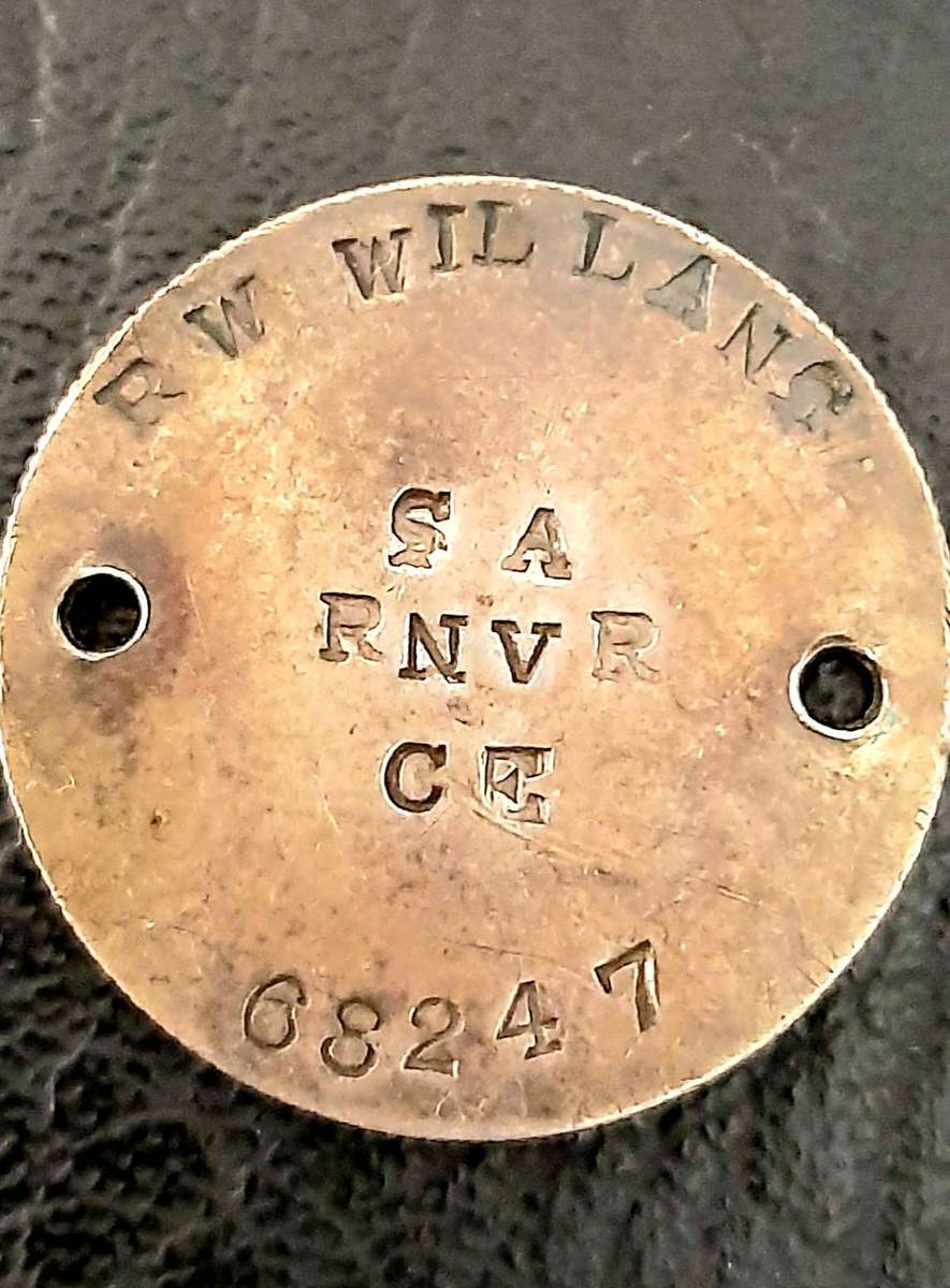RARE: WW2 - SA Royal Navy Volunteer Res. 800 Silver 1929 Florin Identity Disc / Dog-Tag (Inscribed)