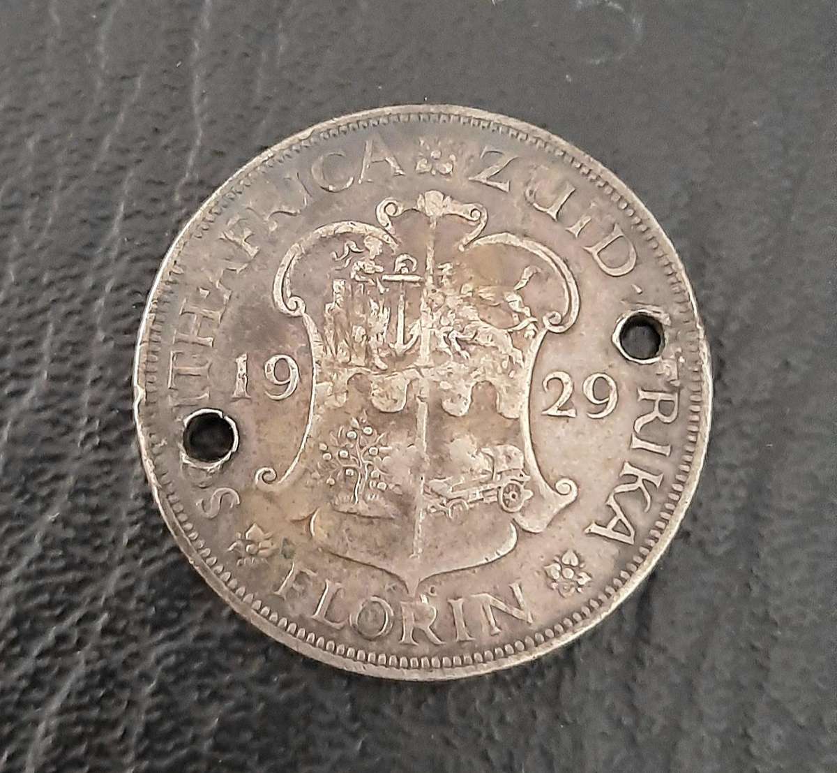 RARE: WW2 - SA Royal Navy Volunteer Res. 800 Silver 1929 Florin Identity Disc / Dog-Tag (Inscribed)