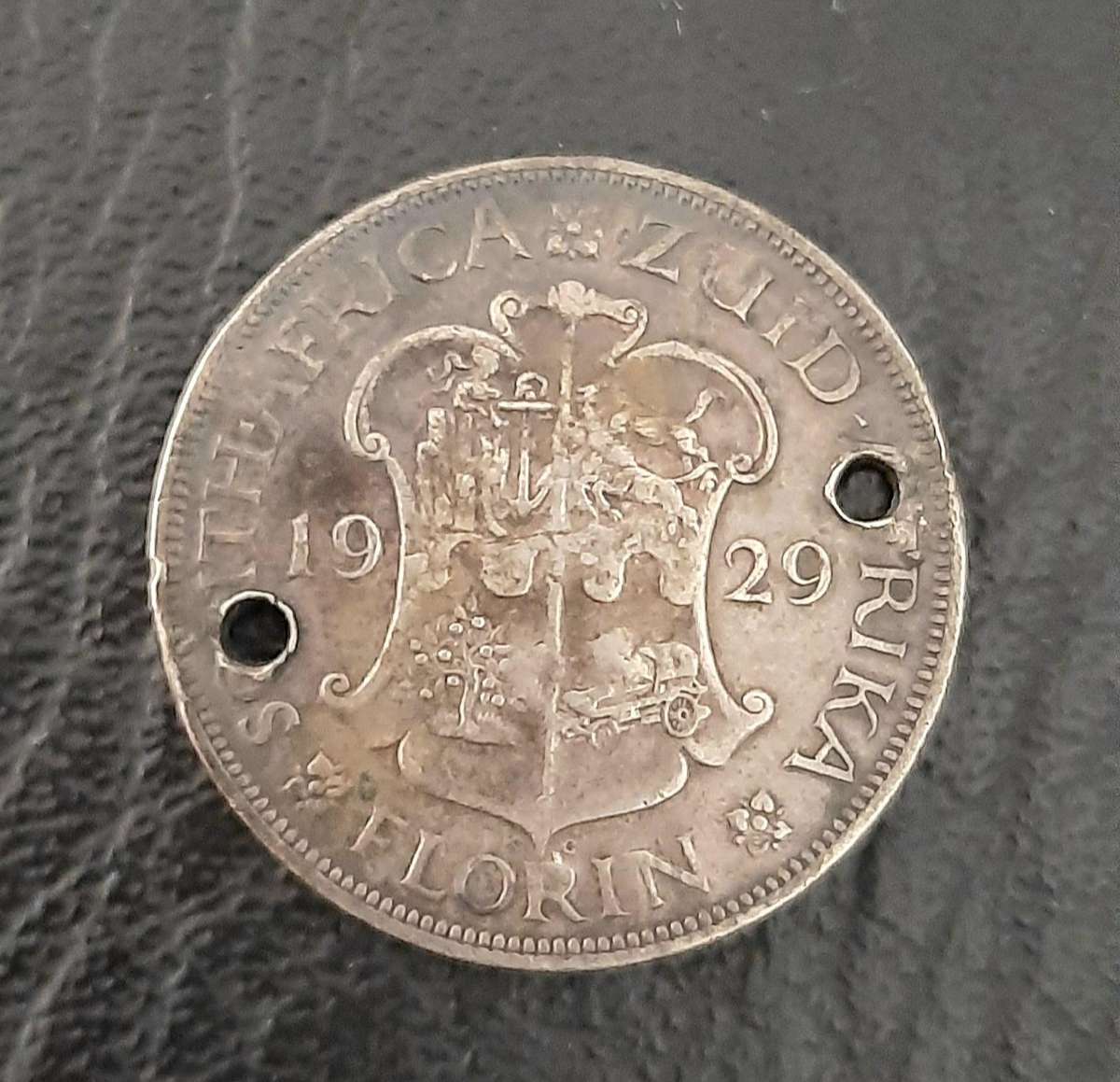 RARE: WW2 - SA Royal Navy Volunteer Res. 800 Silver 1929 Florin Identity Disc / Dog-Tag (Inscribed)