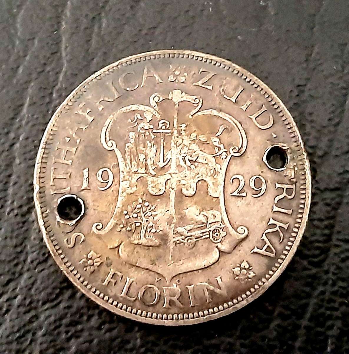 RARE: WW2 - SA Royal Navy Volunteer Res. 800 Silver 1929 Florin Identity Disc / Dog-Tag (Inscribed)