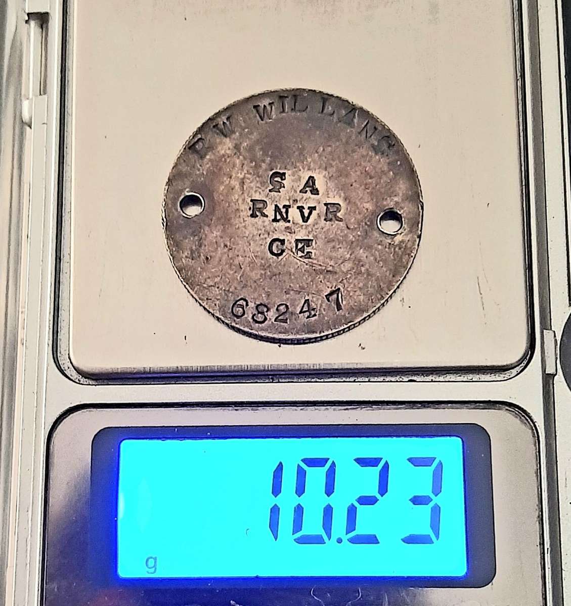 RARE: WW2 - SA Royal Navy Volunteer Res. 800 Silver 1929 Florin Identity Disc / Dog-Tag (Inscribed)