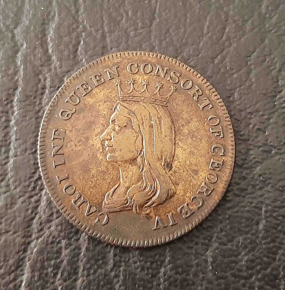 RARE: 1821 Caroline Queen Consort (George IV) Brass Funerary Medallion (VF+).