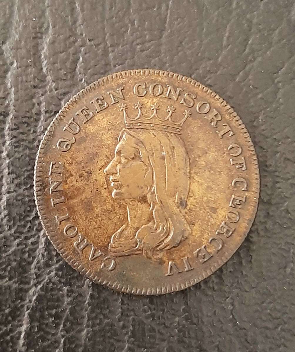 RARE: 1821 Caroline Queen Consort (George IV) Brass Funerary Medallion (VF+).