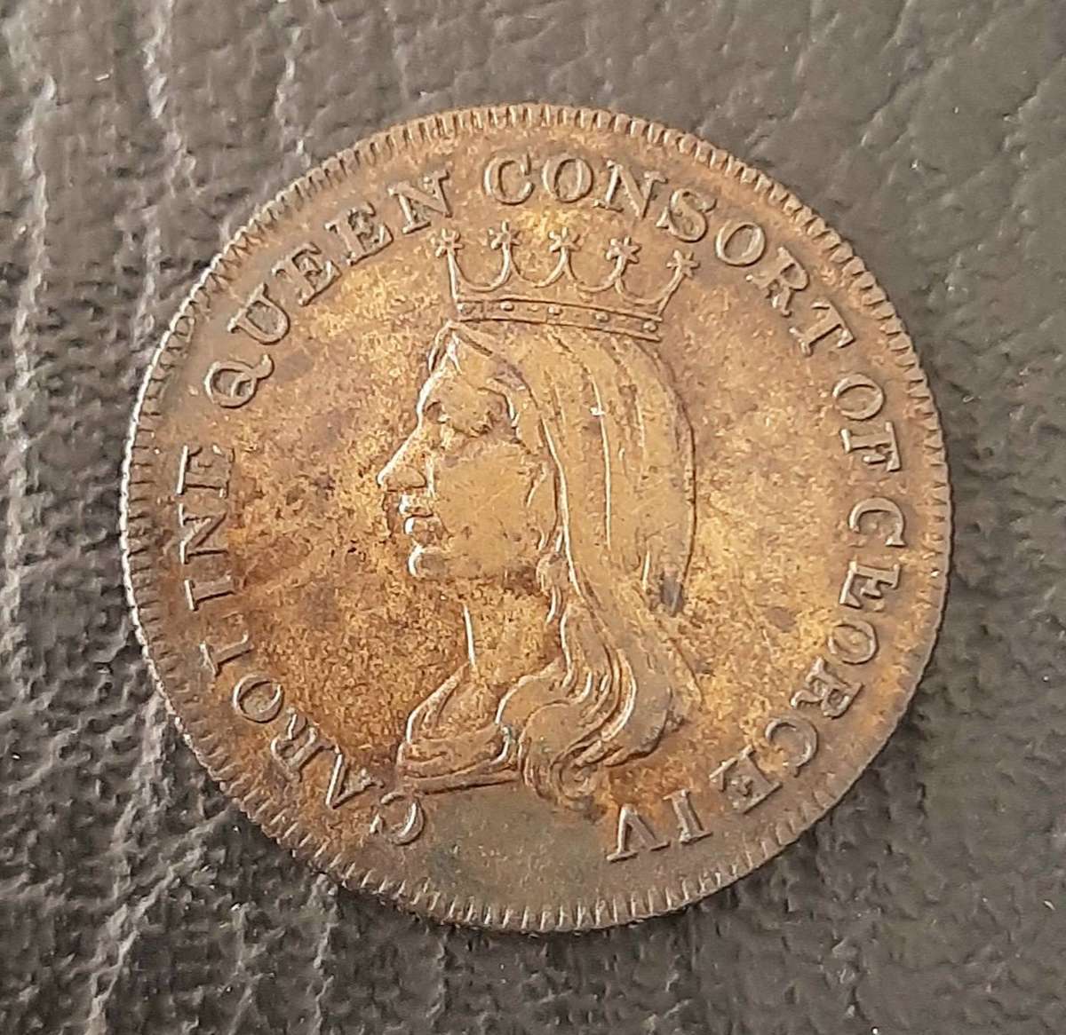 RARE: 1821 Caroline Queen Consort (George IV) Brass Funerary Medallion (VF+).