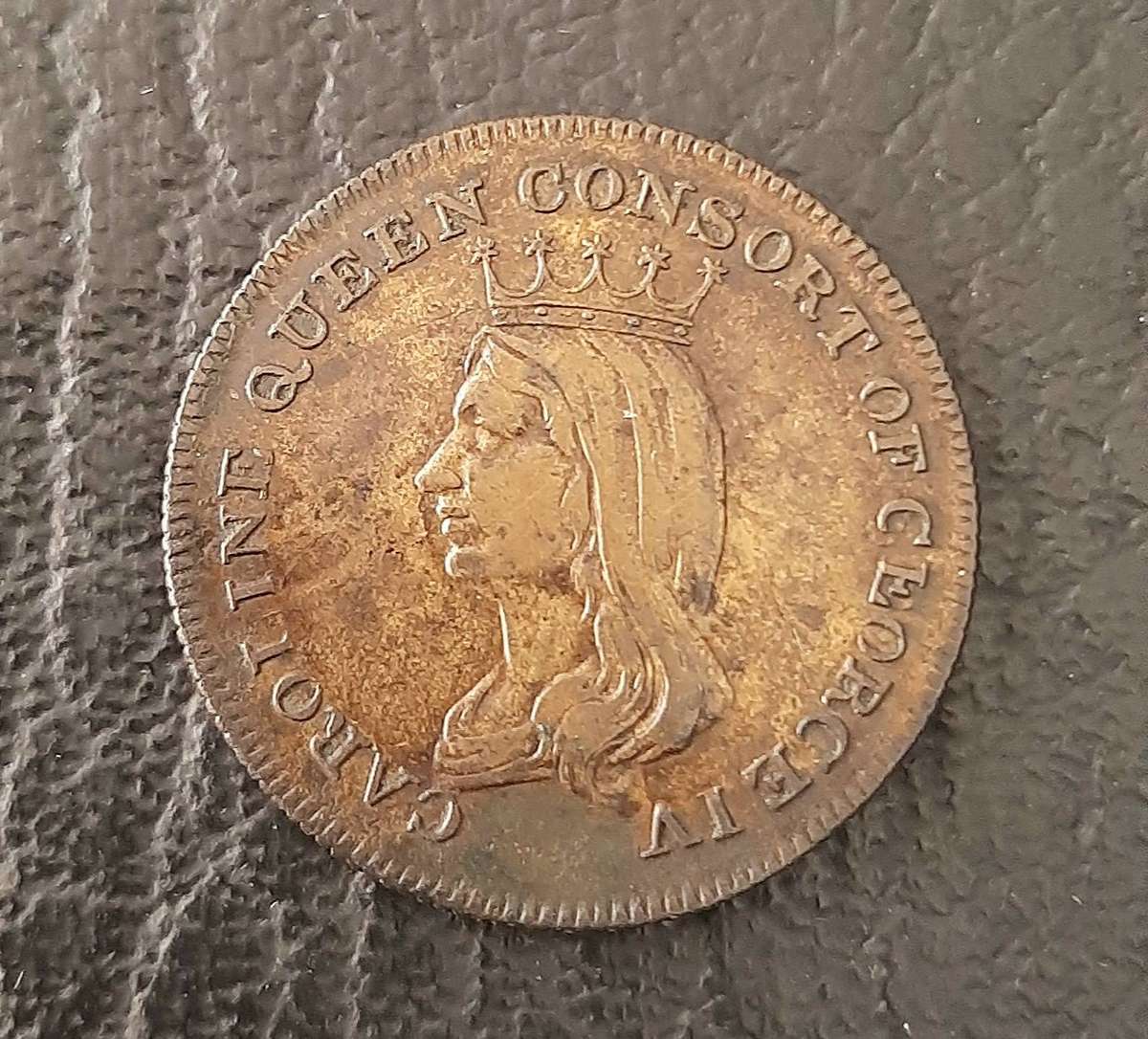 RARE: 1821 Caroline Queen Consort (George IV) Brass Funerary Medallion (VF+).