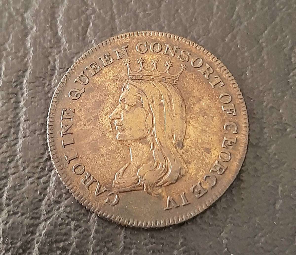 RARE: 1821 Caroline Queen Consort (George IV) Brass Funerary Medallion (VF+).