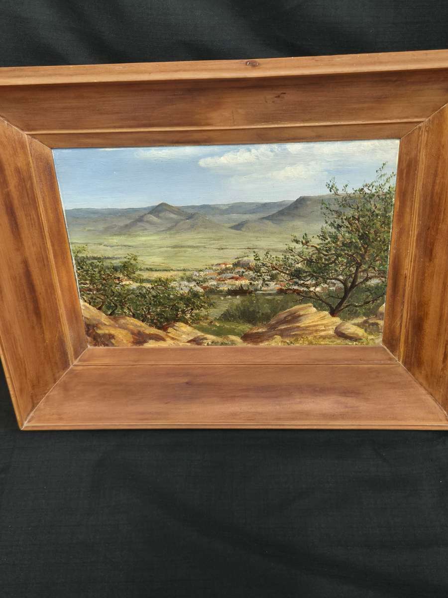 Beautiful Large Oil On Board - Landscape -Artist Steyn in Wooden Frame 50 cm x 40 cm