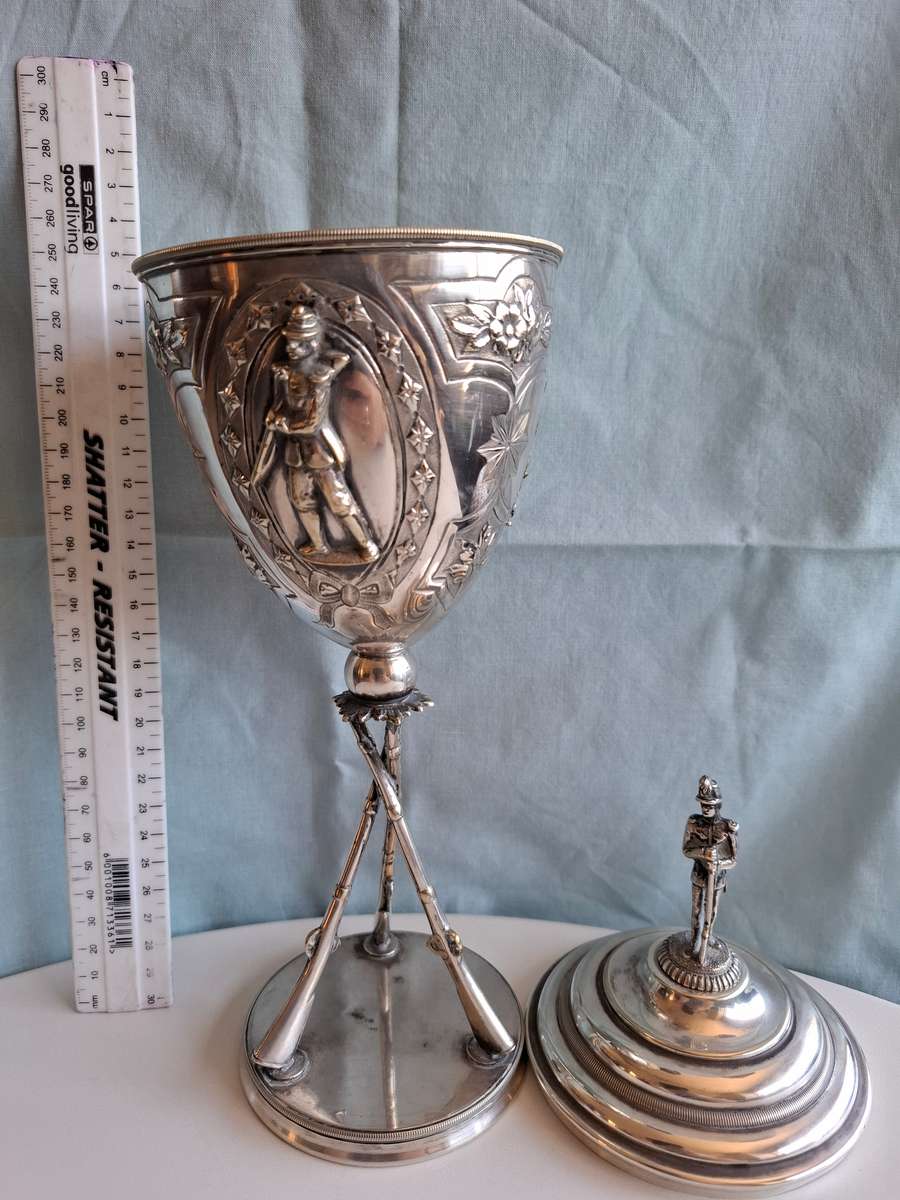 Very Rare Silver Plated Lidded Shooting Trophy  1900"s in Excellent Condition H 35 cm