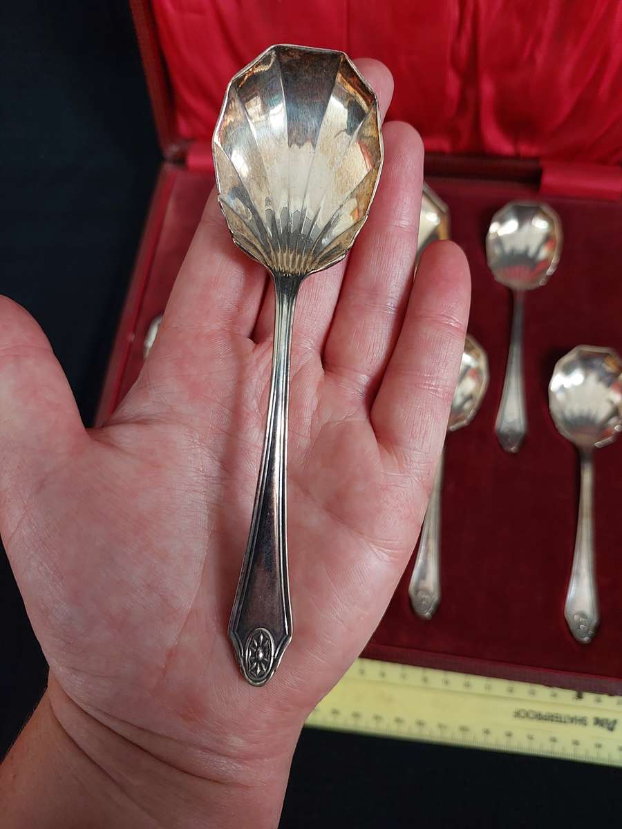 Stunning Antique 7 Piece EPNS Silver Plated Fruit Spoons & Serving Spoons - Good Condition