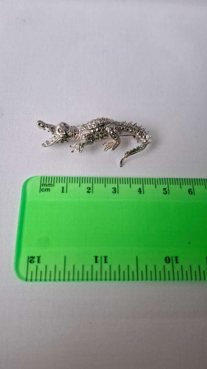 Beautiful Sterling Silver Crocodile Brooch (6.3g) - Excellent Condition