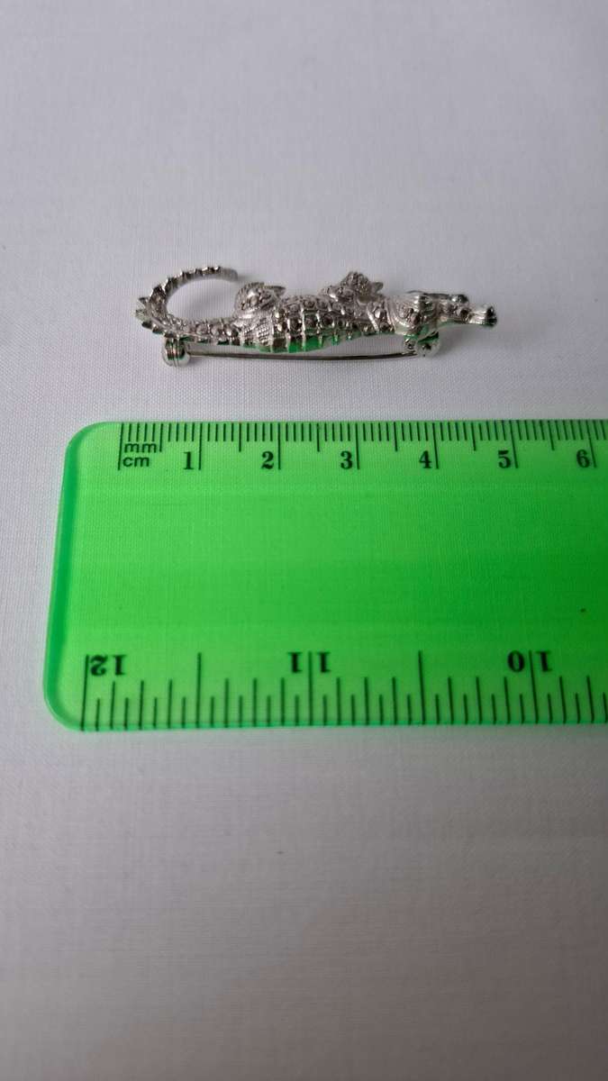 Beautiful Sterling Silver Crocodile Brooch (6.3g) - Excellent Condition