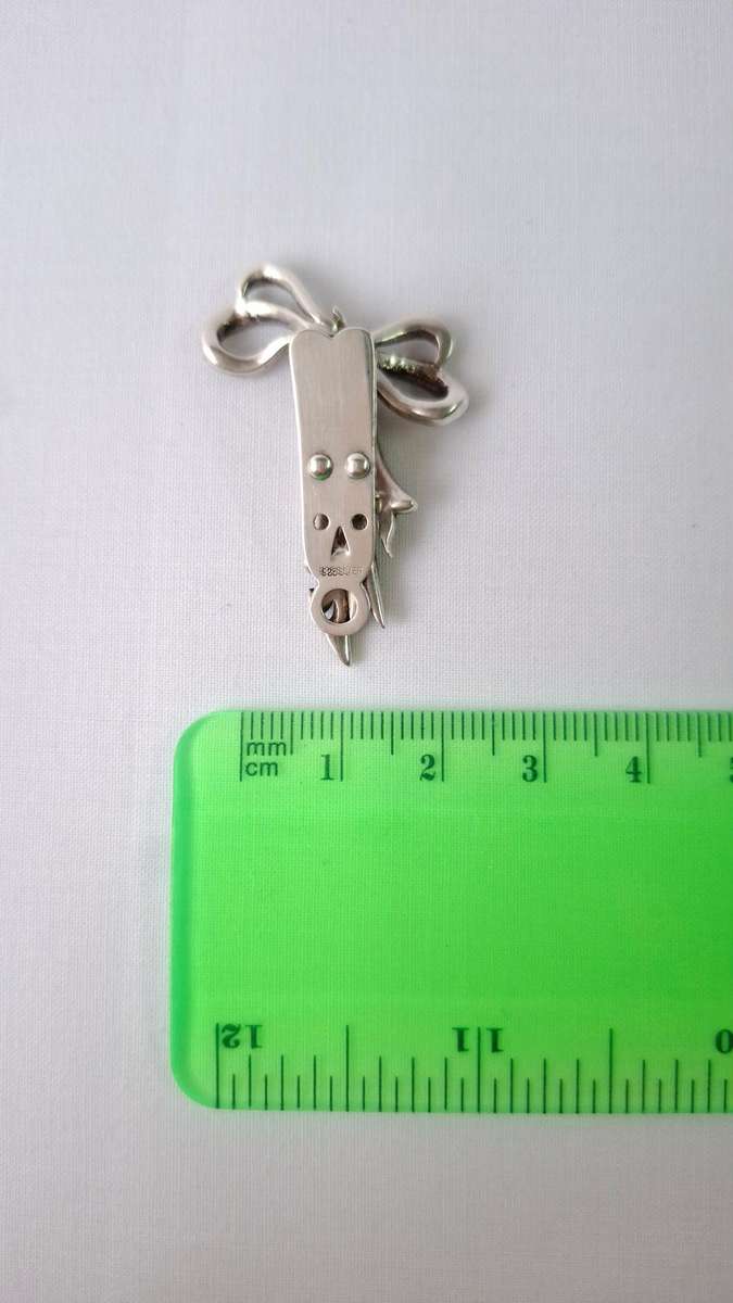 Beautiful Vintage 925 Sterling Silver & Marcasite Bow Shaped Hairpin (7.9g) - Good Condition